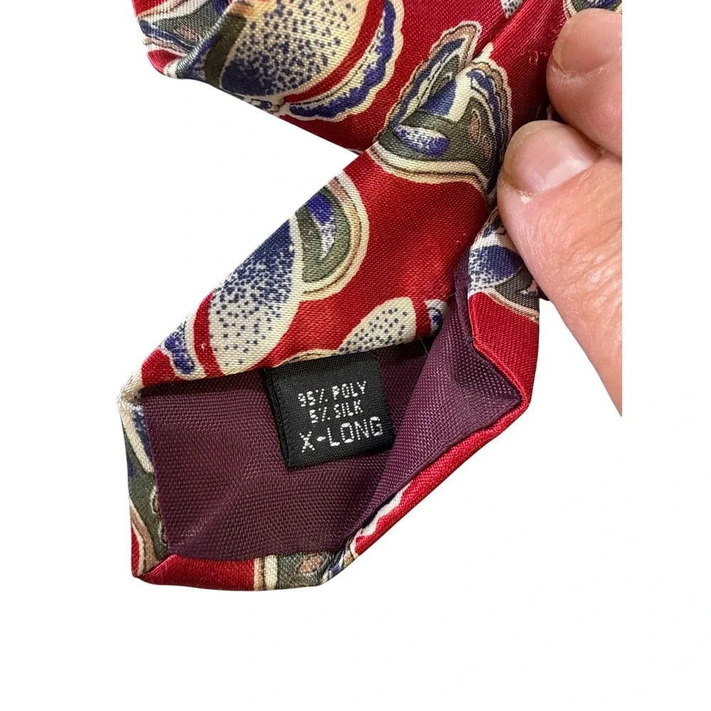 John Weitz Mens Red Paisley Silk‎ Blend Big & Tall Extra Long Necktie 3.75